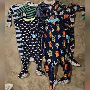 6 sets of footie pajamas 12m